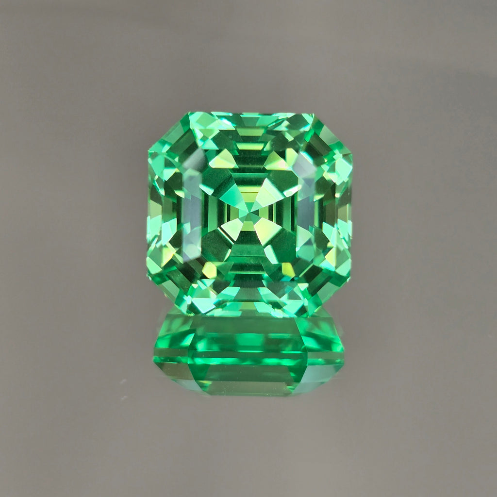 Mint Green Lab Sapphire Asscher cut