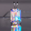 Rainbow prism cube pendant Emerald cut set in sterling silver