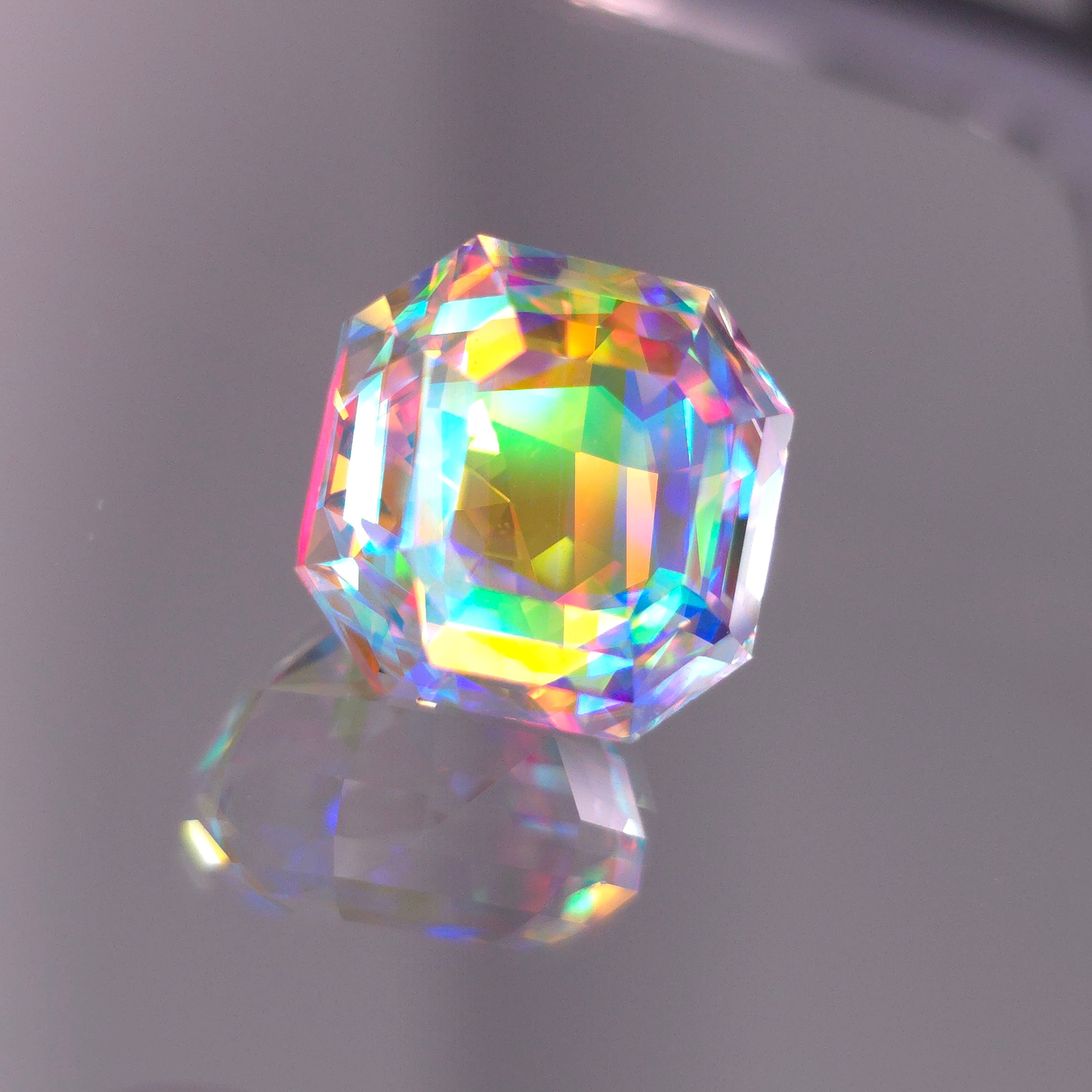 Rainbow Prism Cube Asscher Cut