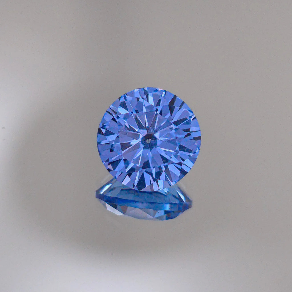 Light Blue Round Brilliant Lab Sapphire 7.39mm x 7.34mm Optical Gains