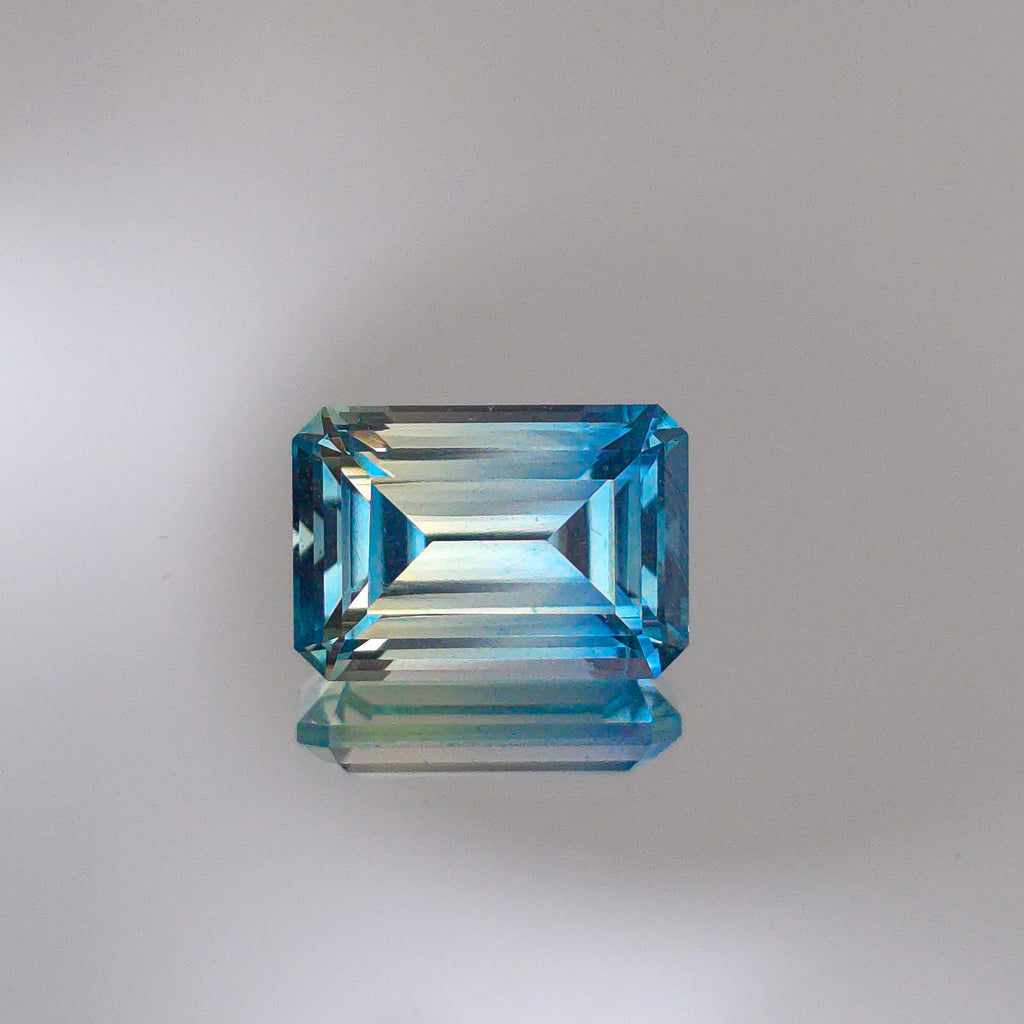 Bi Color blue Emerald cut lab sapphire