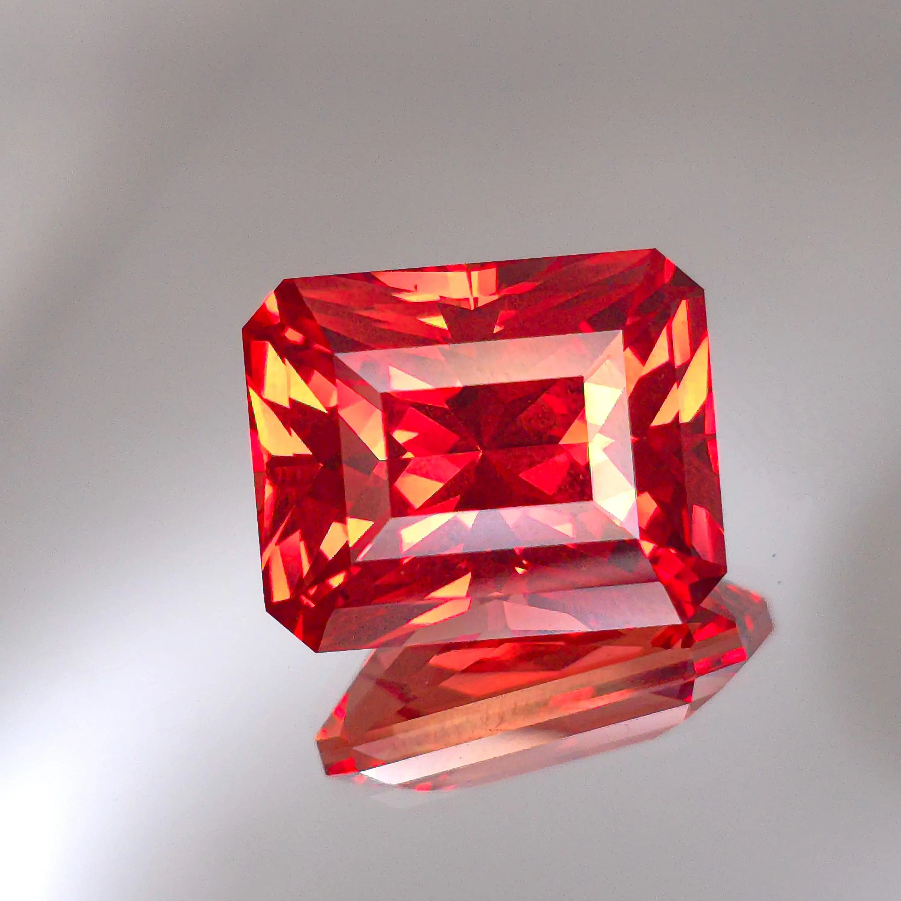 Blood Red Lab Sapphire Rectangle design 13.71mm x 11.12mm Optical Gains
