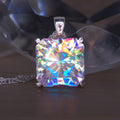 Rainbow Prism cube pendant Square Barion cut set in sterling silver