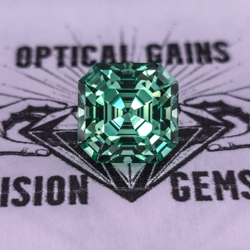 Mint Green Lab Sapphire Asscher cut