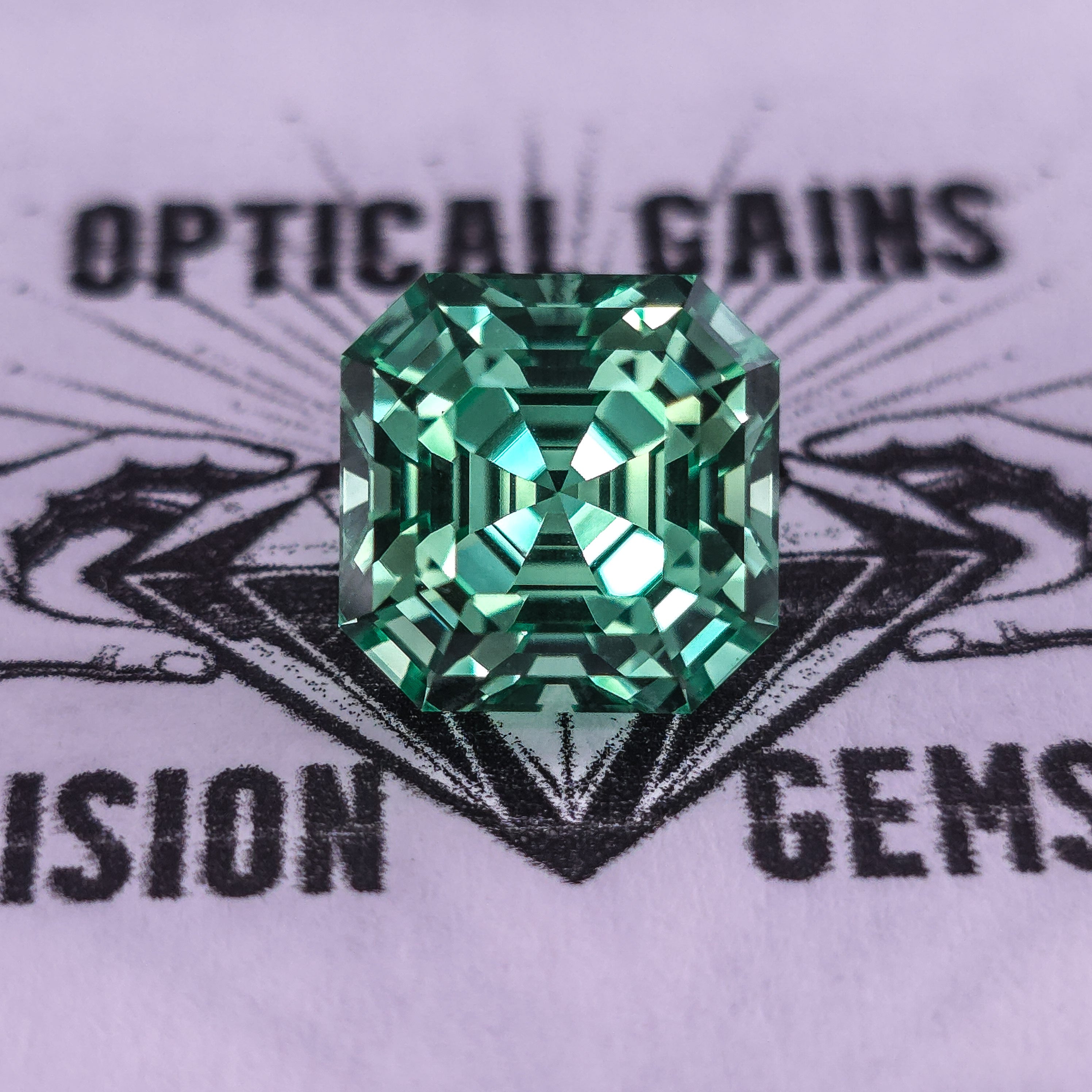 Mint Green Lab Sapphire Asscher cut