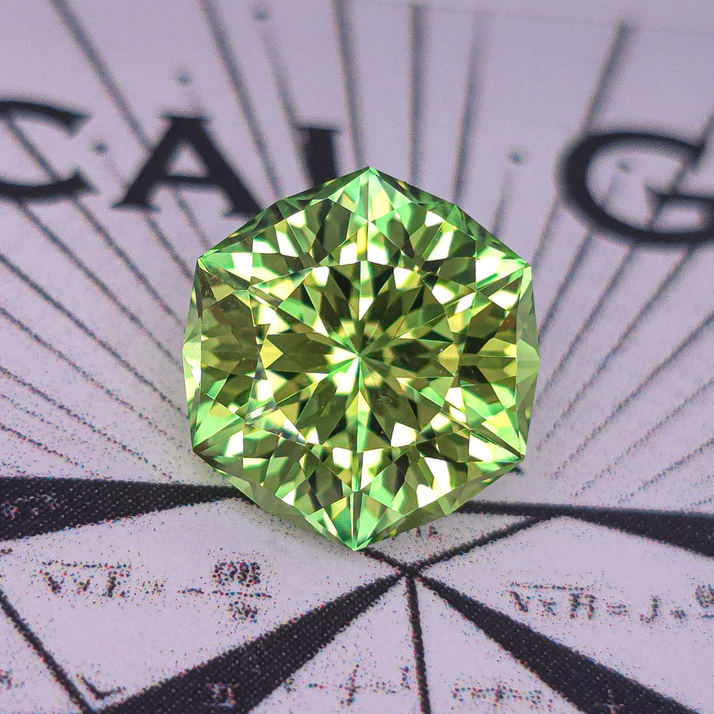 Light Green Lab Sapphire In A Hexagon Cut 8.77mm x 8.8mm