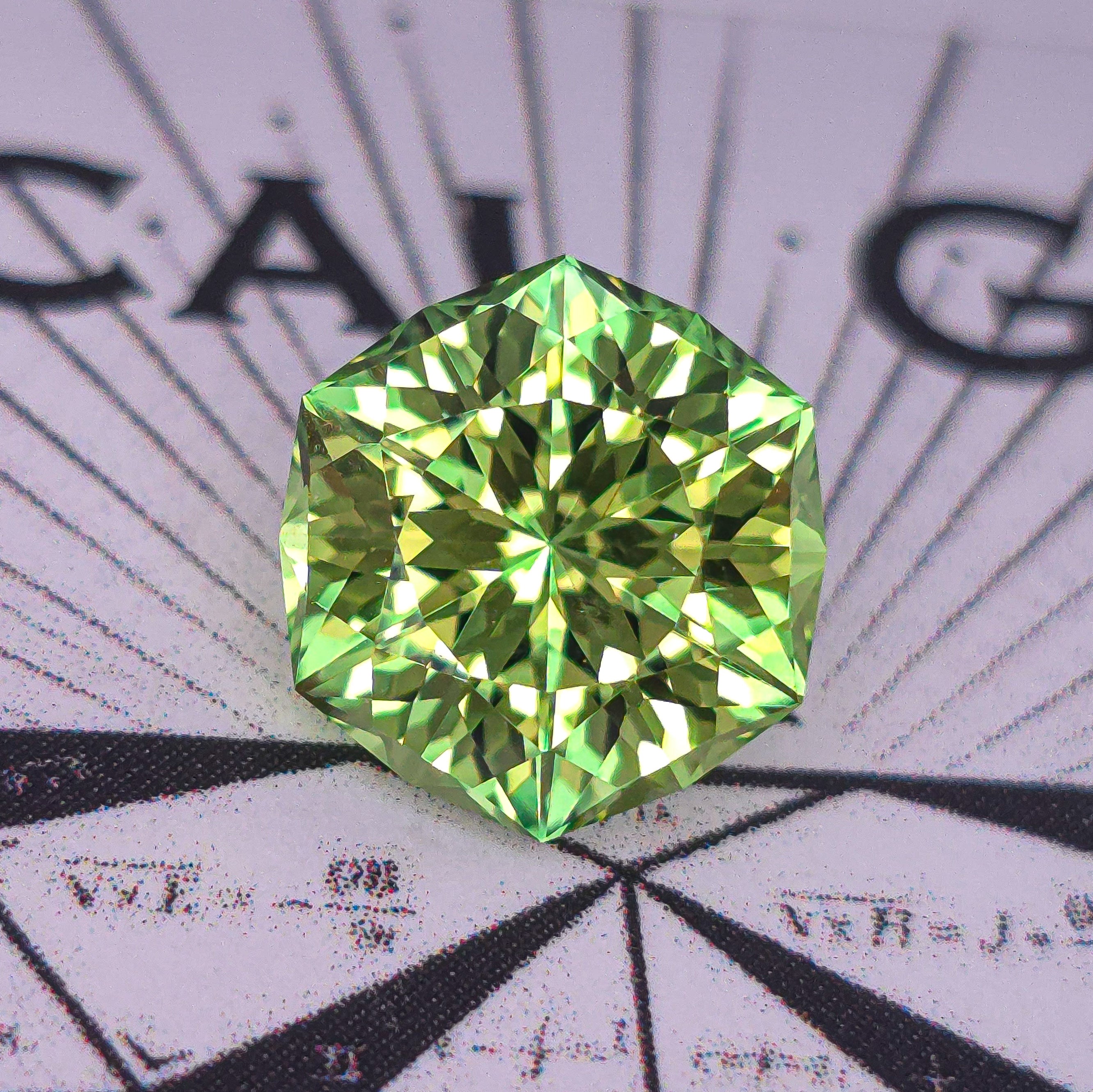 Light Green Lab Sapphire In A Hexagon Cut 8.77mm x 8.8mm