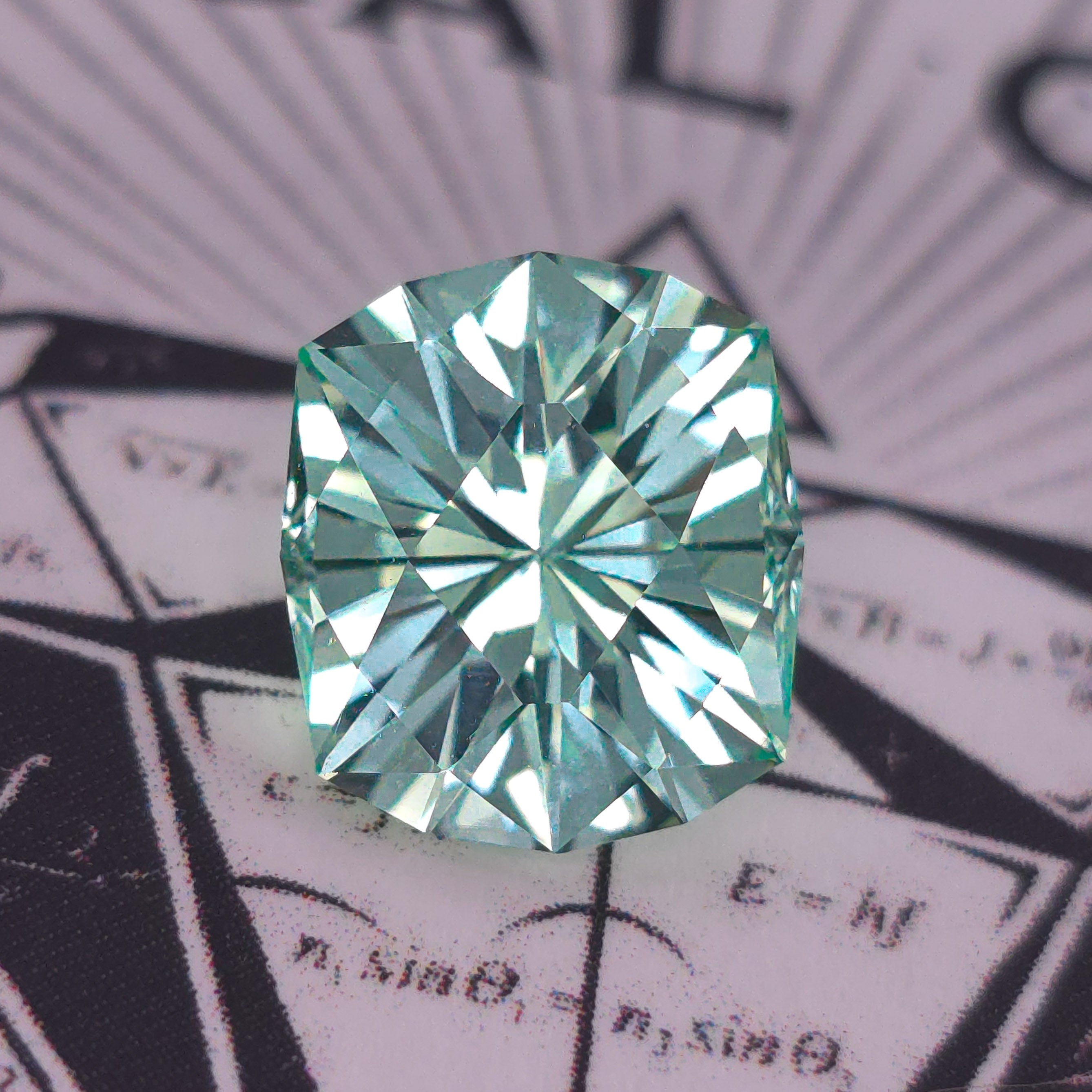 Seafoam Green Rectangle  lab Sapphire  7.72mm x10.40mm