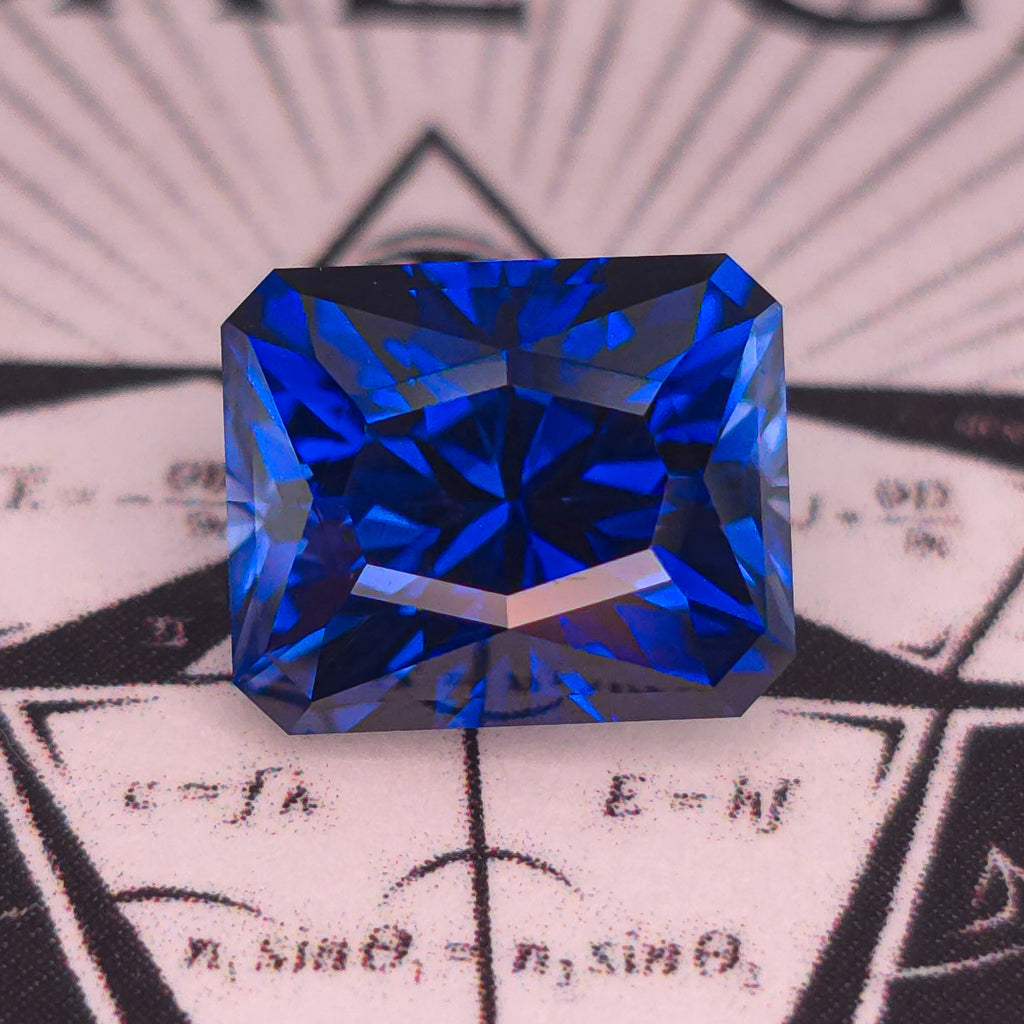 Royal Blue Lab Sapphire Cut In Rectangle Design   7.60mm x 9.17mm