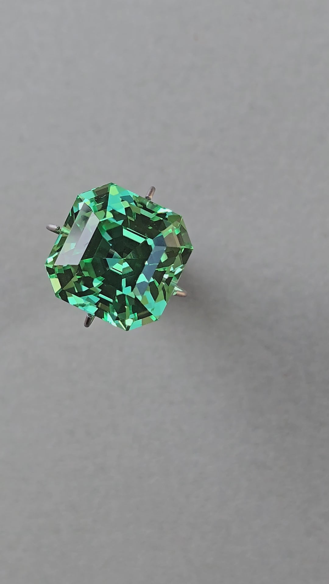 Mint Green Lab Sapphire Asscher cut