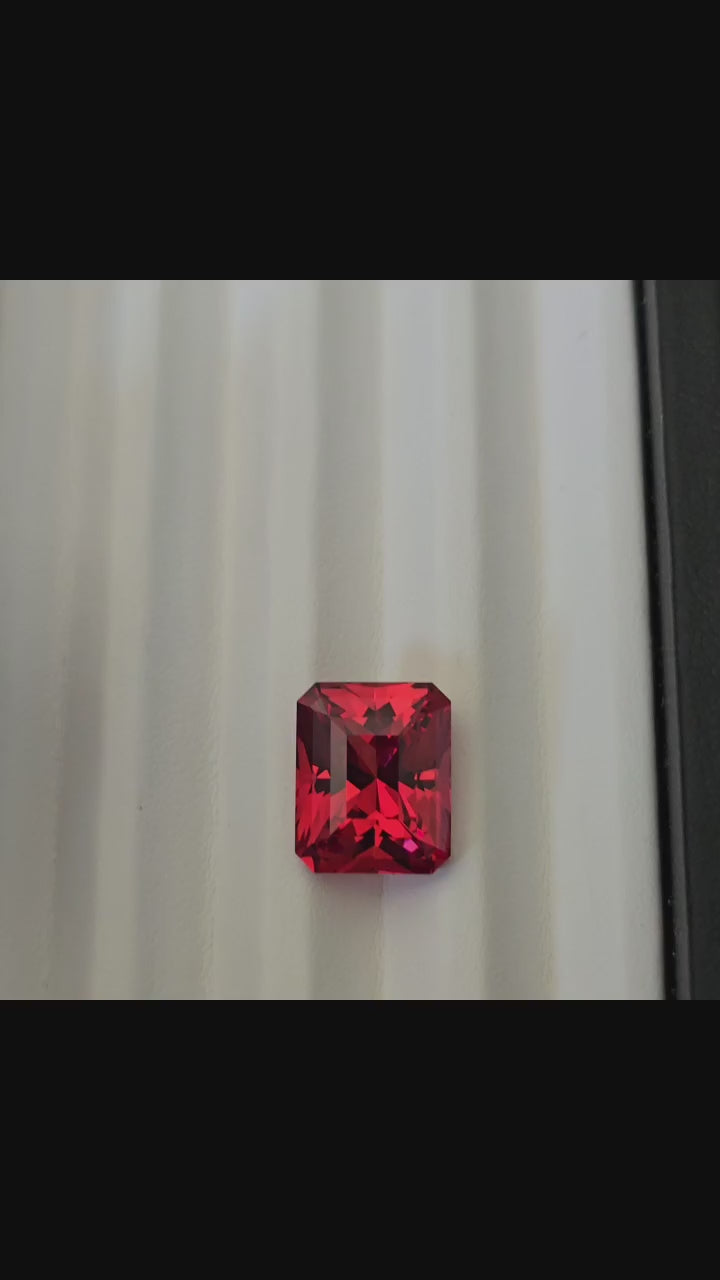 Blood Red Lab Sapphire Rectangle design 13.71mm x 11.12mm