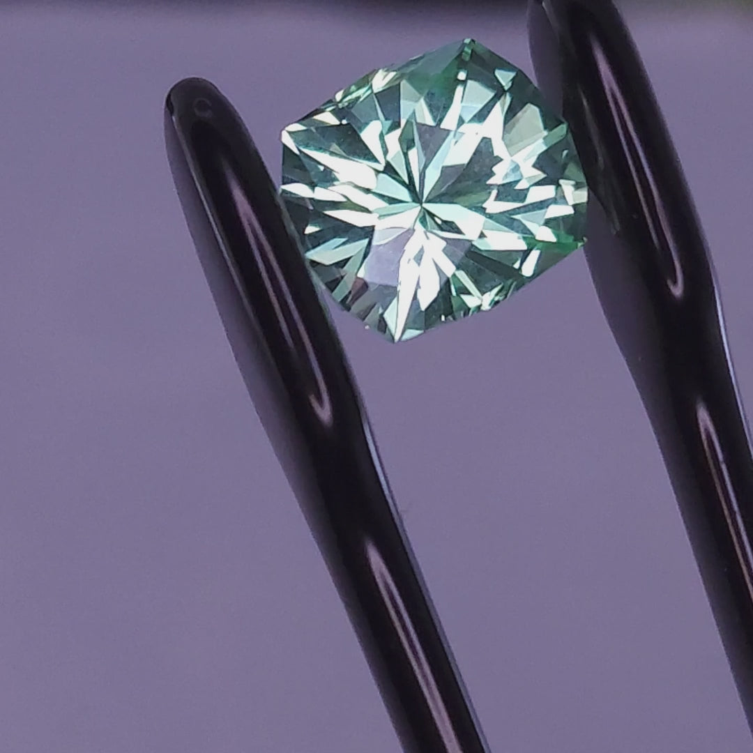 Seafoam Green Rectangle  lab Sapphire  7.72mm x10.40mm