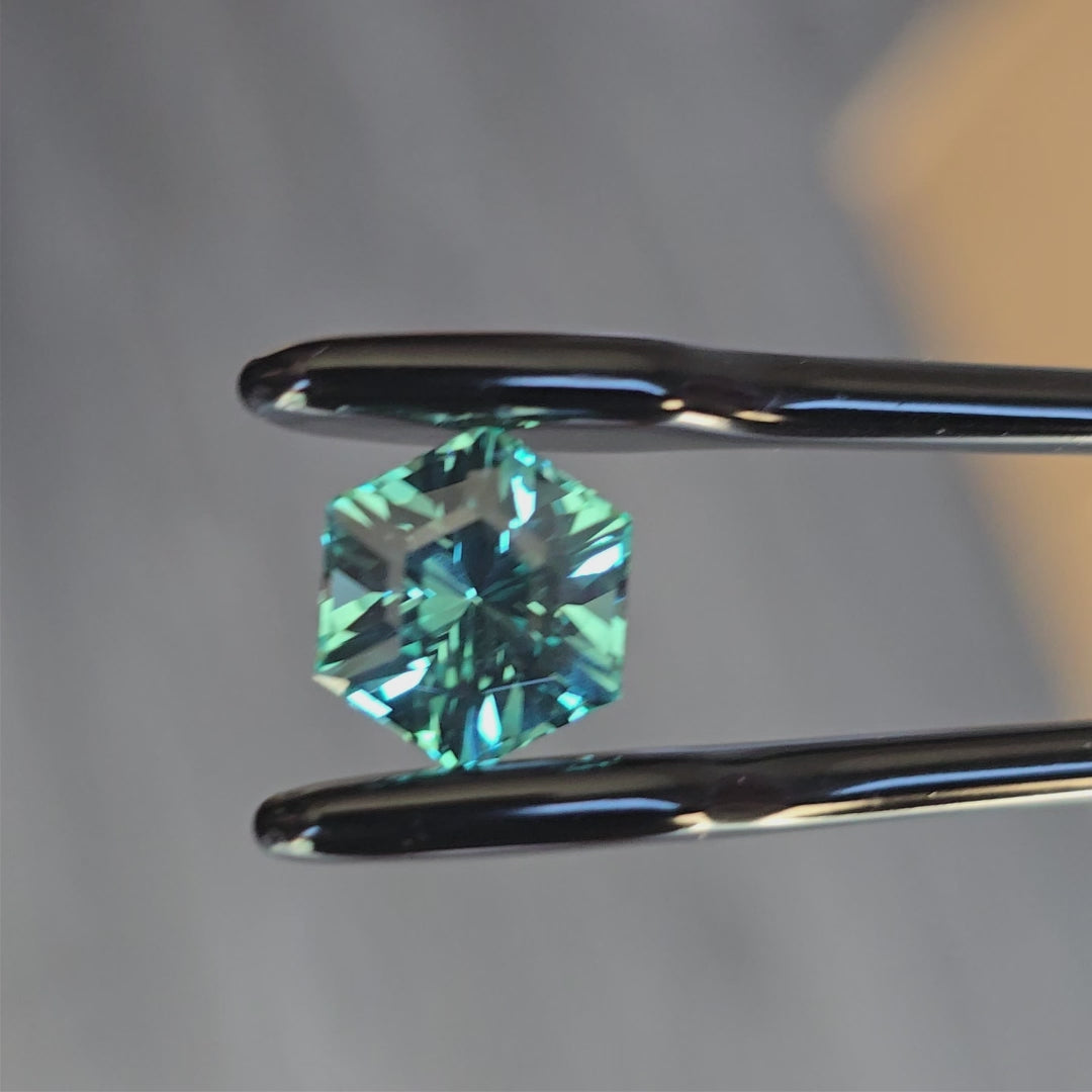 Green Lab Sapphire Framed Hex Cut