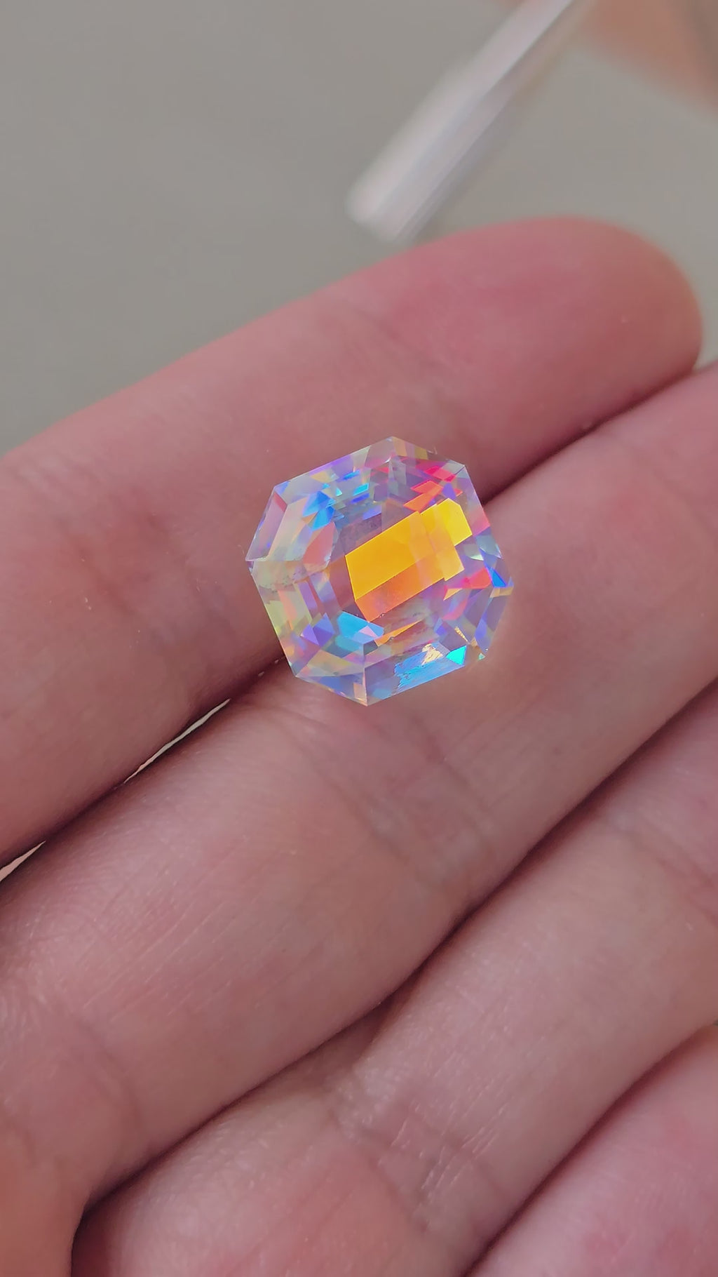 Rainbow Prism Cube Asscher Cut