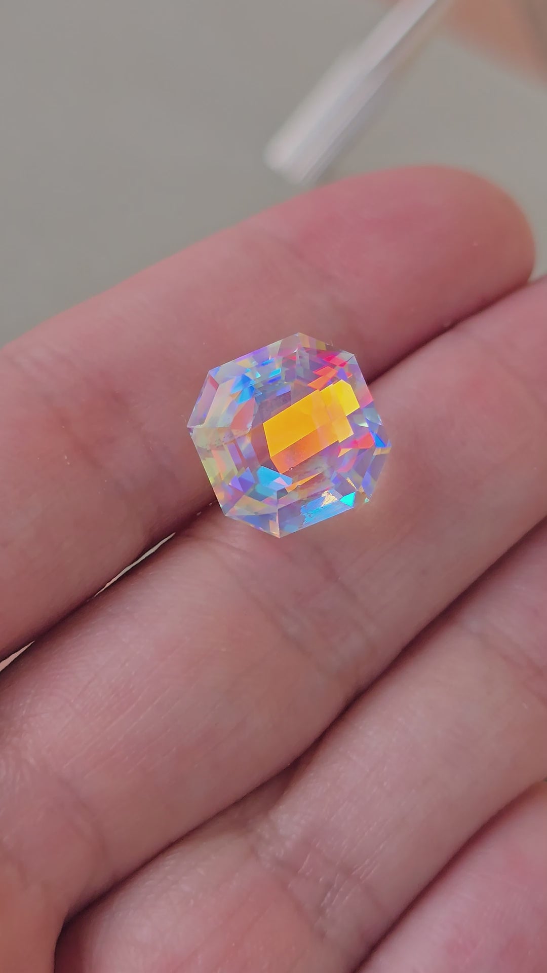 Rainbow Prism Cube Asscher Cut