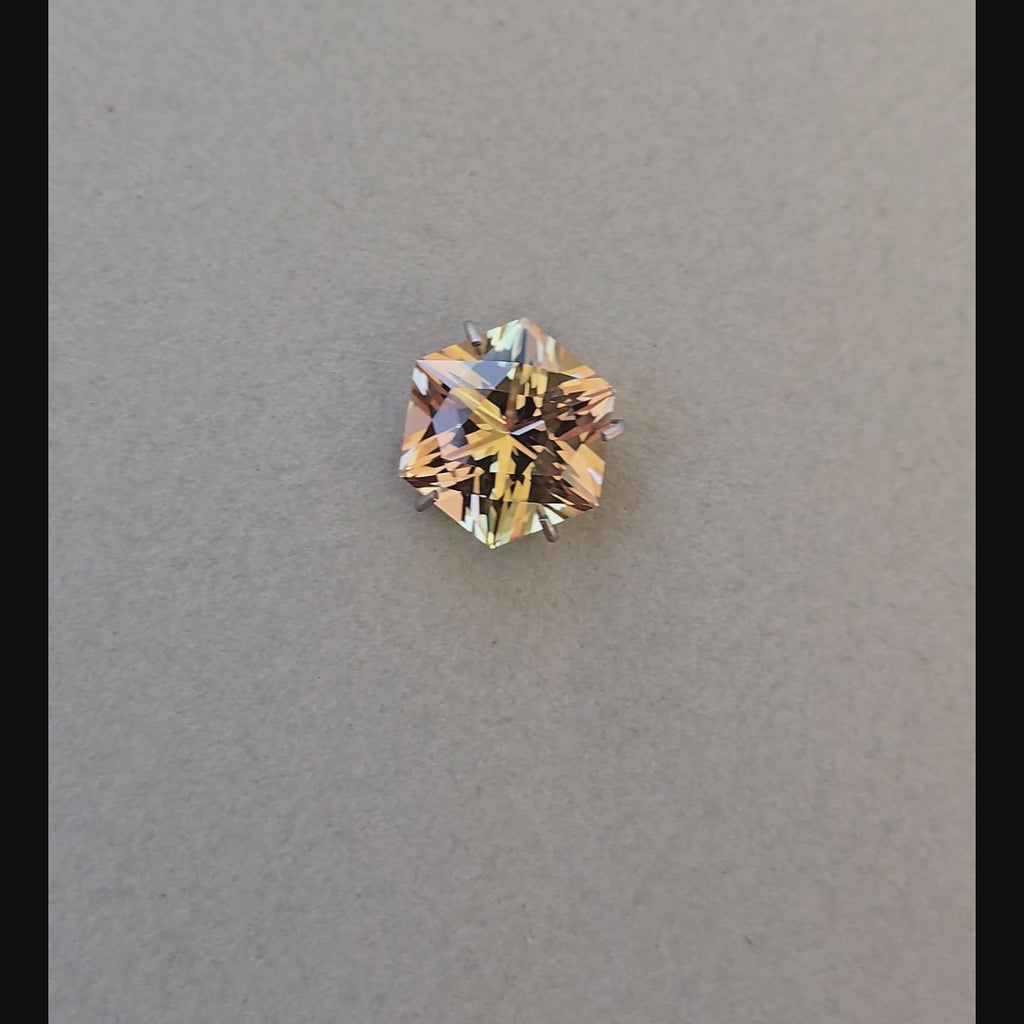 Bi-color yellow and pink " Pink Lemonade" lab sapphire  8.48mm  x 8.5 mm