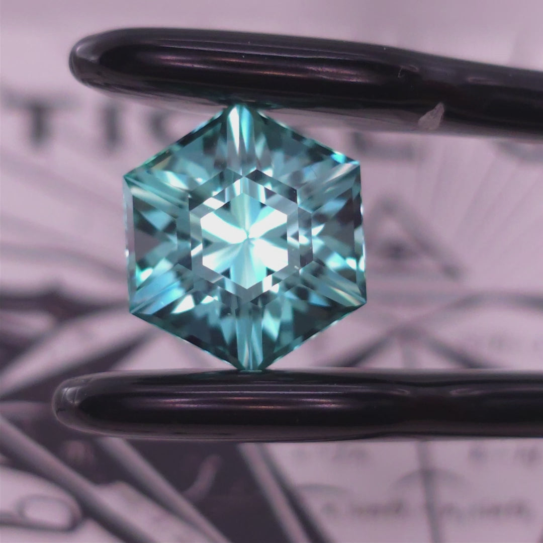 Green Lab Sapphire Framed Hex Cut