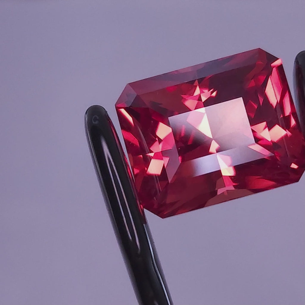 Blood Red Lab Sapphire Rectangle design 13.71mm x 11.12mm
