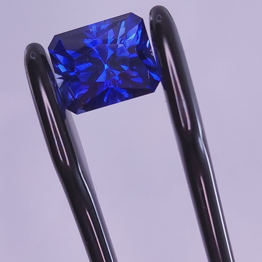 Royal Blue Lab Sapphire Cut In Rectangle Design   7.60mm x 9.17mm