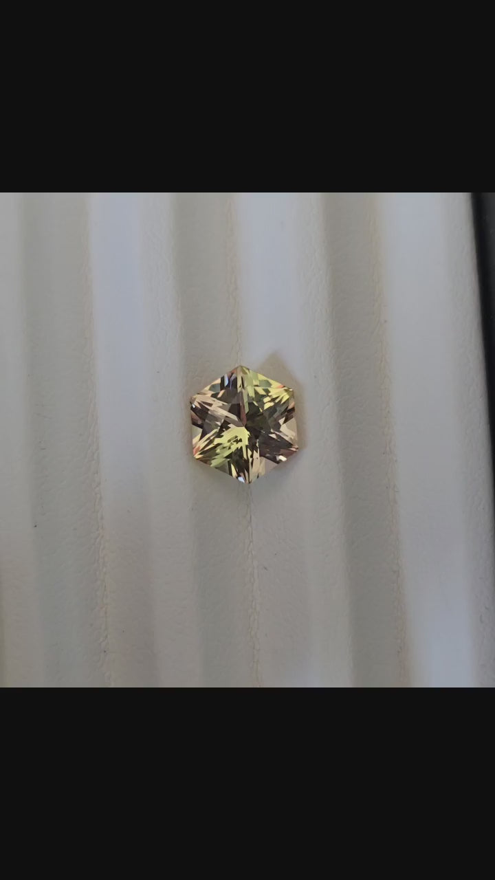 Bi-color yellow and pink " Pink Lemonade" lab sapphire  8.48mm  x 8.5 mm